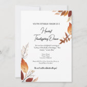 Invitation Blanc et Orange Simple Feuilles d'automne Thanksgi (Devant)
