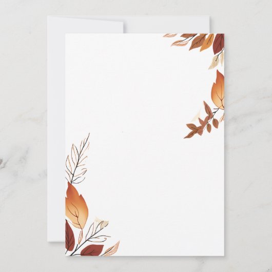 Invitation Blanc et Orange Simple Feuilles d'automne Thanksgi (Dos)