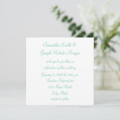 Invitation Blanc et vert de mer Mariage (Debout devant)