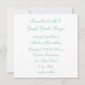 Invitation Blanc et vert de mer Mariage (Devant)