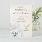 Invitation Blanc et vert Floral Espagnol Mariage beige (Debout devant)