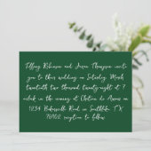 Invitation \Blanc et vert forêt style manuscrit Mariage (Debout devant)