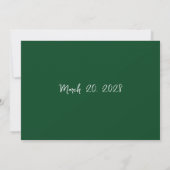 Invitation \Blanc et vert forêt style manuscrit Mariage (Dos)