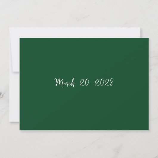 Invitation \Blanc et vert forêt style manuscrit Mariage (Dos)