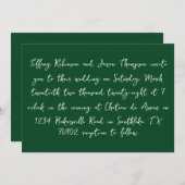 Invitation \Blanc et vert forêt style manuscrit Mariage (Devant / Derrière)