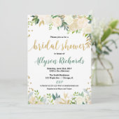 Invitation Blanc et wedding shower nuptiale floral de roses (Debout devant)