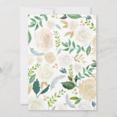 Invitation Blanc et wedding shower nuptiale floral de roses (Dos)