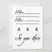 Invitation Blanc - fille de crâne et de ballon de temps de (Dos)