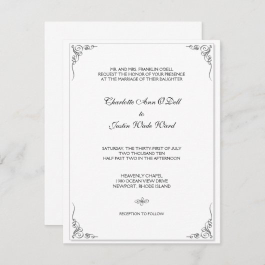 Invitation blanc fleuri;mariage marriage marriages (Devant / Derrière)