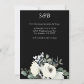 Invitation Blanc & Fleurs Bleu Poussiéreux sur Noir Changer l (Dos)