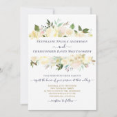 Invitation Blanc Floral Aquarelle Marine Bleu Mariage officie (Devant)