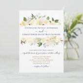 Invitation Blanc Floral Aquarelle Marine Bleu Mariage officie (Debout devant)