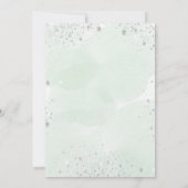 Invitation Blanc floral argent vert anniversaire luxe (Dos)