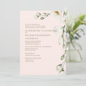 Invitation Blanc floral Blush & Mariage or (Debout devant)