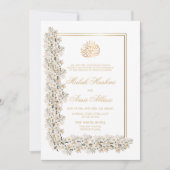 Invitation Blanc Floral Chic Frame Islam musulman Mariage (Devant)