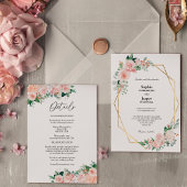 Invitation Blanc floral clair simple tout en un Mariage