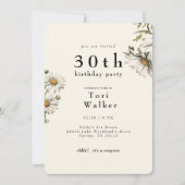 Invitation Blanc Floral Daisers Crème arrondie Anniversaire (Devant)