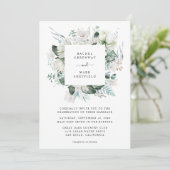 Invitation Blanc Floral Dusty Blue Greenery Mariage élégant (Debout devant)