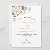 Invitation Blanc floral Eucalyptus verdure mariage moderne (Devant)