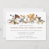 Invitation Blanc Floral Gold Automne Feuilles Mariage (Devant)