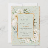 Invitation Blanc Floral Hydrangea Rose Gold Green Mariage (Devant)