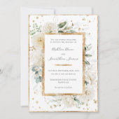 Invitation Blanc Floral Hydrangea Rose Gold mariage élégant (Devant)