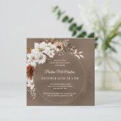 Invitation Blanc Floral Neutre Automne 90e anniversaire Carré (Debout devant)