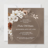 Invitation Blanc Floral Neutre Automne 90e anniversaire Carré (Devant)