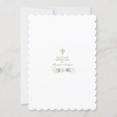 Invitation Blanc Floral Or espagnol 1er anniversaire Baptême (Dos)