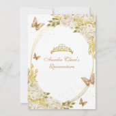 Invitation Blanc Floral Or Tiara Butterfly Mis Quinceañera (Dos)
