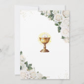 Invitation Blanc Floral Première Sainte Communion Chalice Or (Dos)
