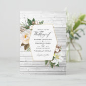 Invitation Blanc Floral Rustic Grange Mariage campagnard Phot (Debout devant)
