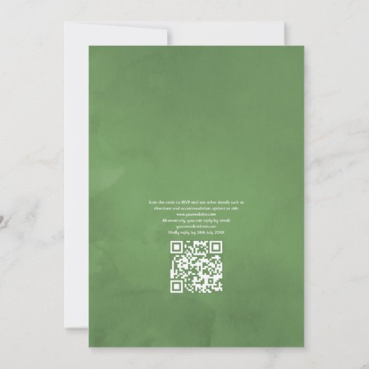 Invitation Blanc Floral Rustic Grange Pays Code QR Mariage (Dos)