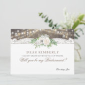 Invitation Blanc Floral Rustique Serez-Vous Ma Femme D'Accuei (Debout devant)