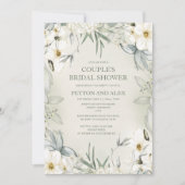 Invitation Blanc Floral Sage Green Couple Fête des mariées (Devant)