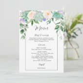 Invitation Blanc Floral Succulents Verdure Menu Mariage (Debout devant)