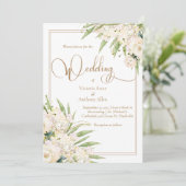 Invitation Blanc Floral verdure Botanique Elégant Mariage (Debout devant)