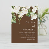 Invitation Blanc Floral verdure Mariage moderne (Debout devant)
