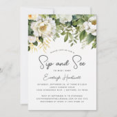 Invitation Blanc Floral verdure Sip et voir le Baby shower (Devant)