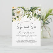 Invitation Blanc Floral verdure Sip et voir le Baby shower (Debout devant)