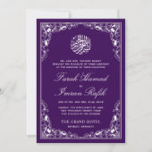 Invitation Blanc Floral violet Frame islamique musulman Maria (Devant)