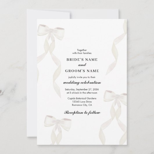 Invitation  blanc formel Mariage formel (Devant)