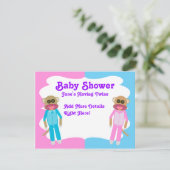 Invitation blanc garçon et fille jumeaux (Debout devant)