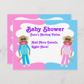 Invitation blanc garçon et fille jumeaux (Devant / Derrière)