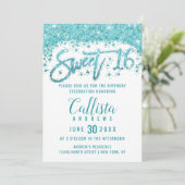 Invitation Blanc glamour Aqua Bleu Parties scintillant Dust S (Debout devant)