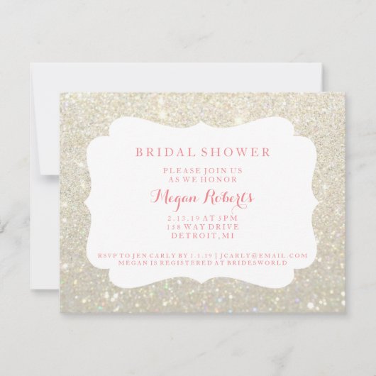 Invitation - Blanc Glit Or Fab Fête des mariées Jo (Devant)