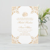 Invitation Blanc Gold Oriental Design Mariage musulman islami (Debout devant)