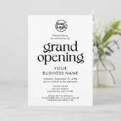 Invitation Blanc Grand Ouverture Professionnel Logo Minimalis (Debout devant)