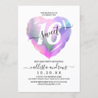 Blanc Holographique Foil Coeur Balloon Sweet 16