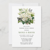 Invitation Blanc Hydrangea Papillon Mariage Couples Douche (Devant)
